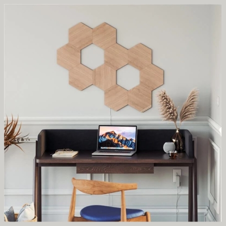 Nanoleaf | Elements Wood Look Hexagons Starter Kit (7 panels) | Cool White + Warm White