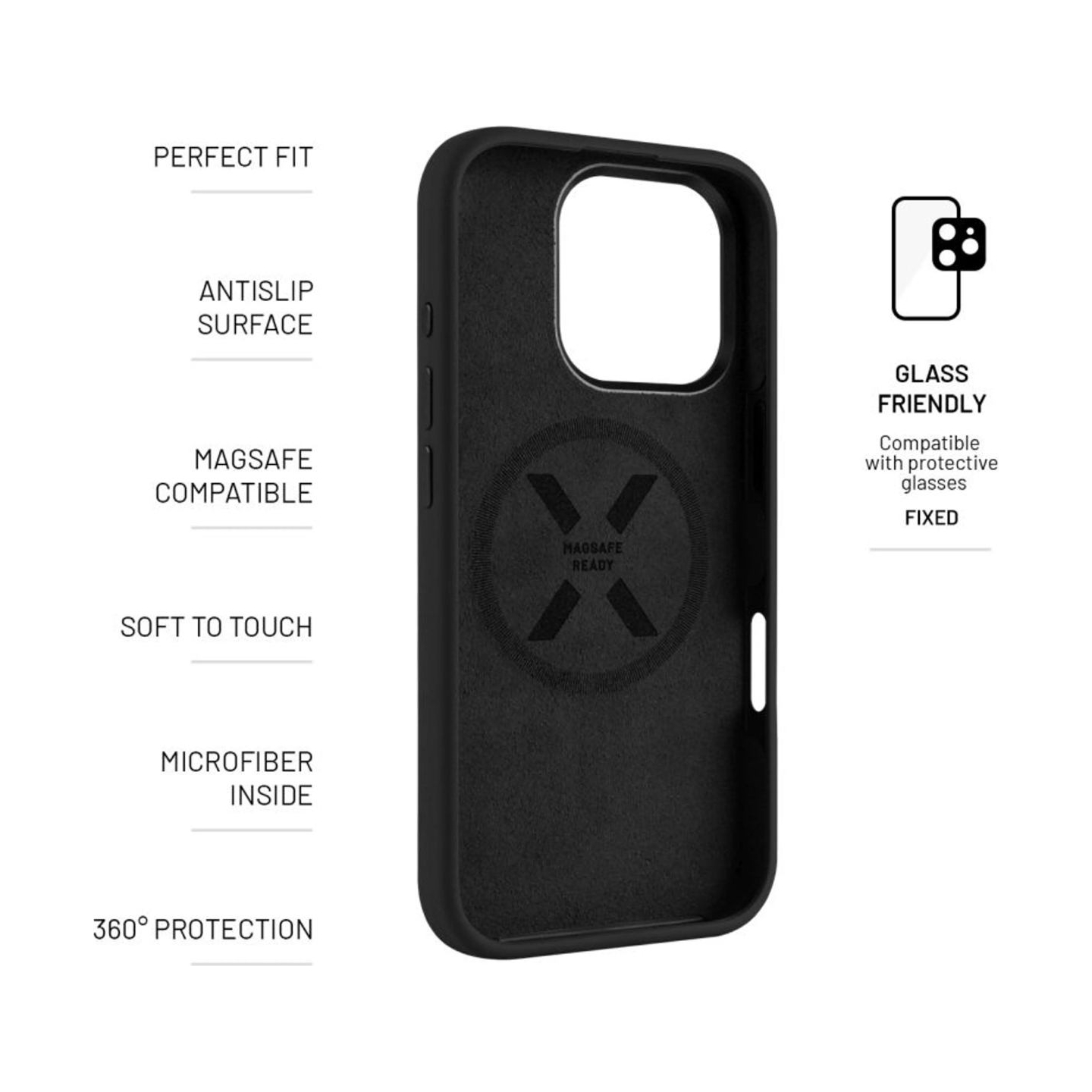 Fixed Back cover | Apple | iPhone 17 Pro Max | Liquid silicon | Black | MagFlow