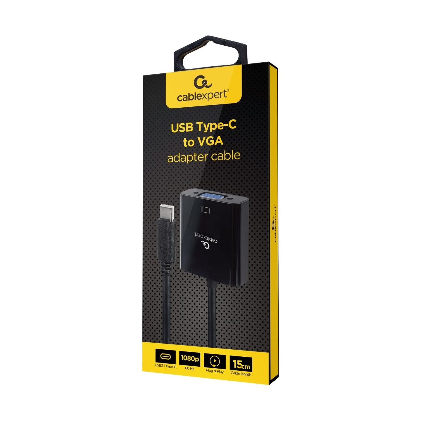 Cablexpert | USB Type-C to VGA adapter cable | A-CM-VGAF-01 | Black | USB Type-C | VGA | 0.15 m