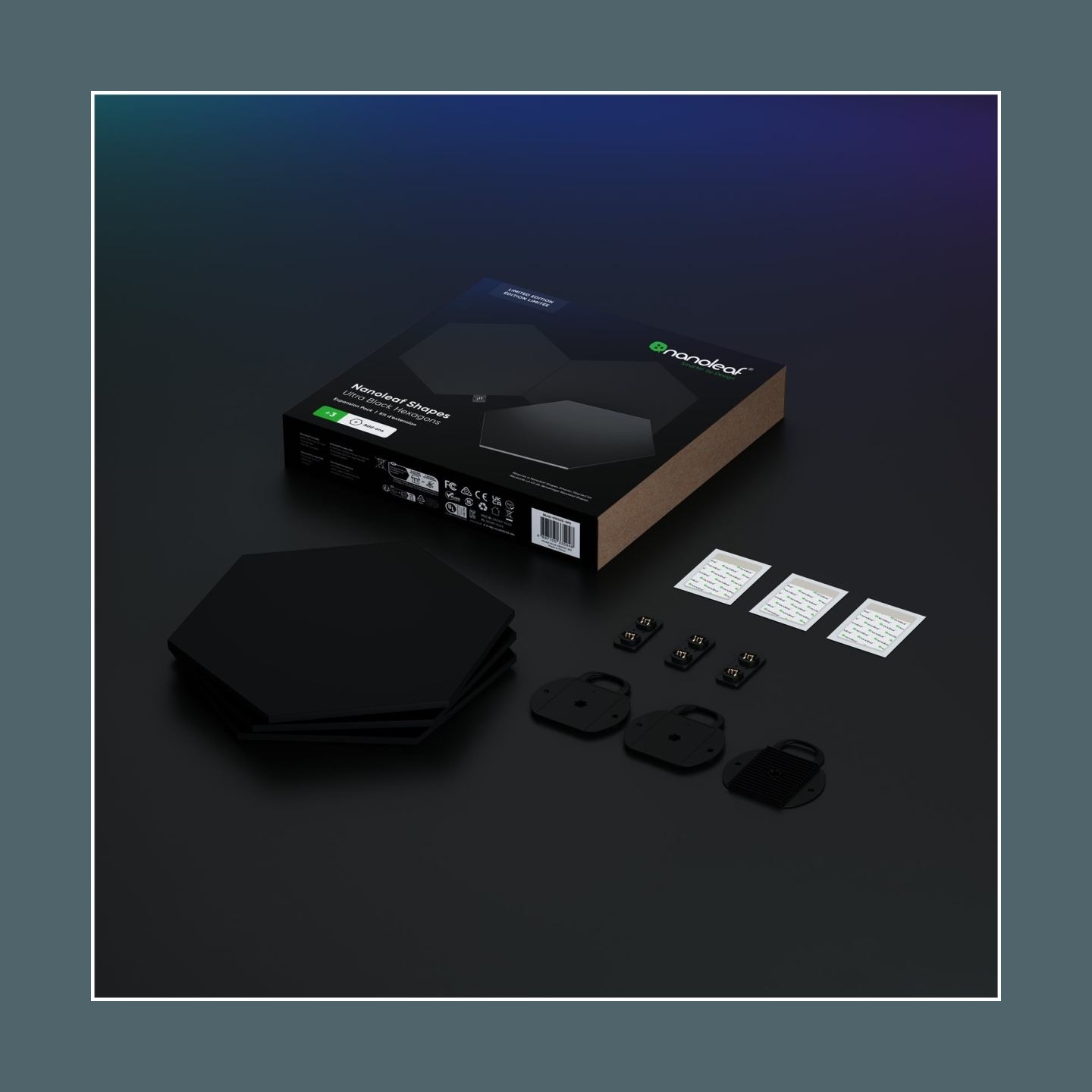 Nanoleaf | Shapes Black Hexagon Expansion pack (3 panels) | 42 W | WiFi