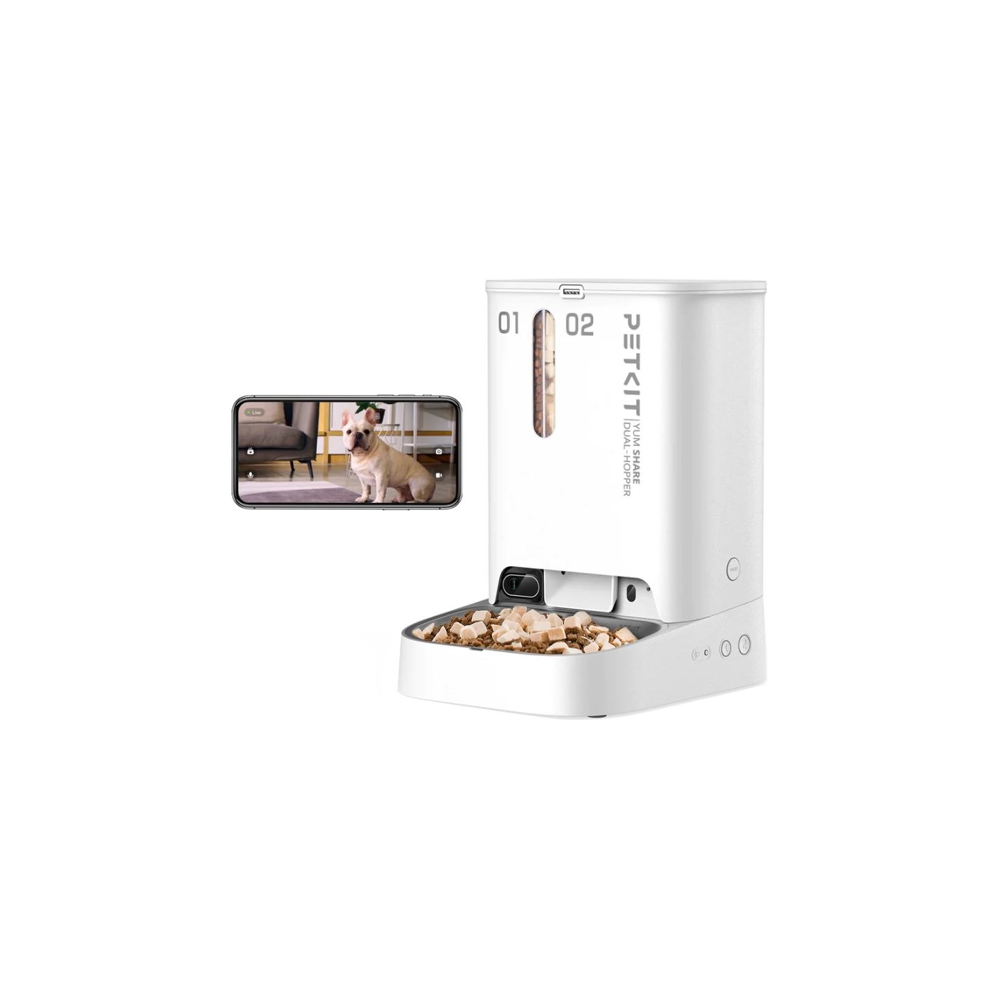 Petkit | Feeder with Camera | P591 YumShare Dual-hopper | Capacity 2+3 L | White
