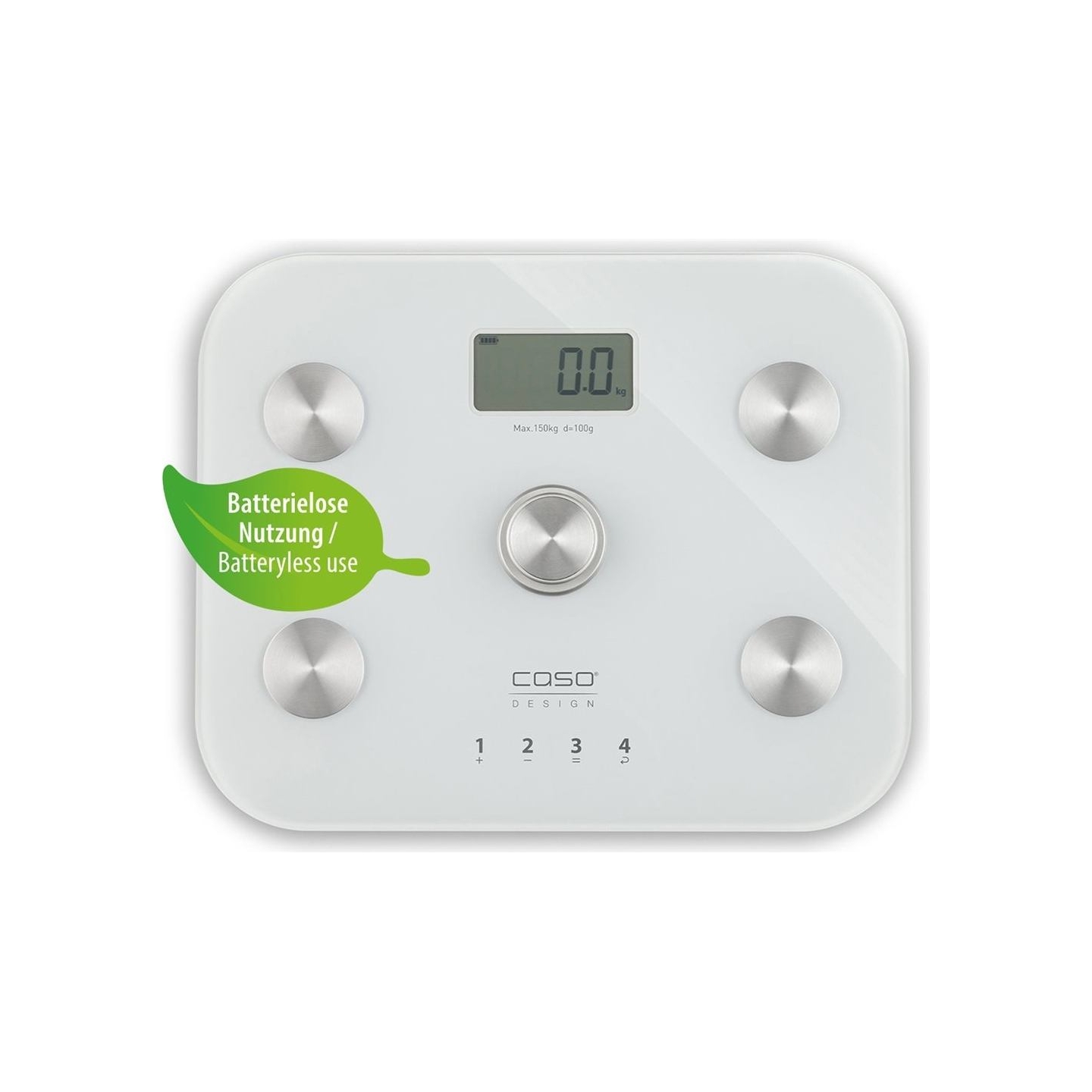 Caso | Scale | BodyEnergy Fit | Maximum weight (capacity) 150 kg | Accuracy 100 g | White