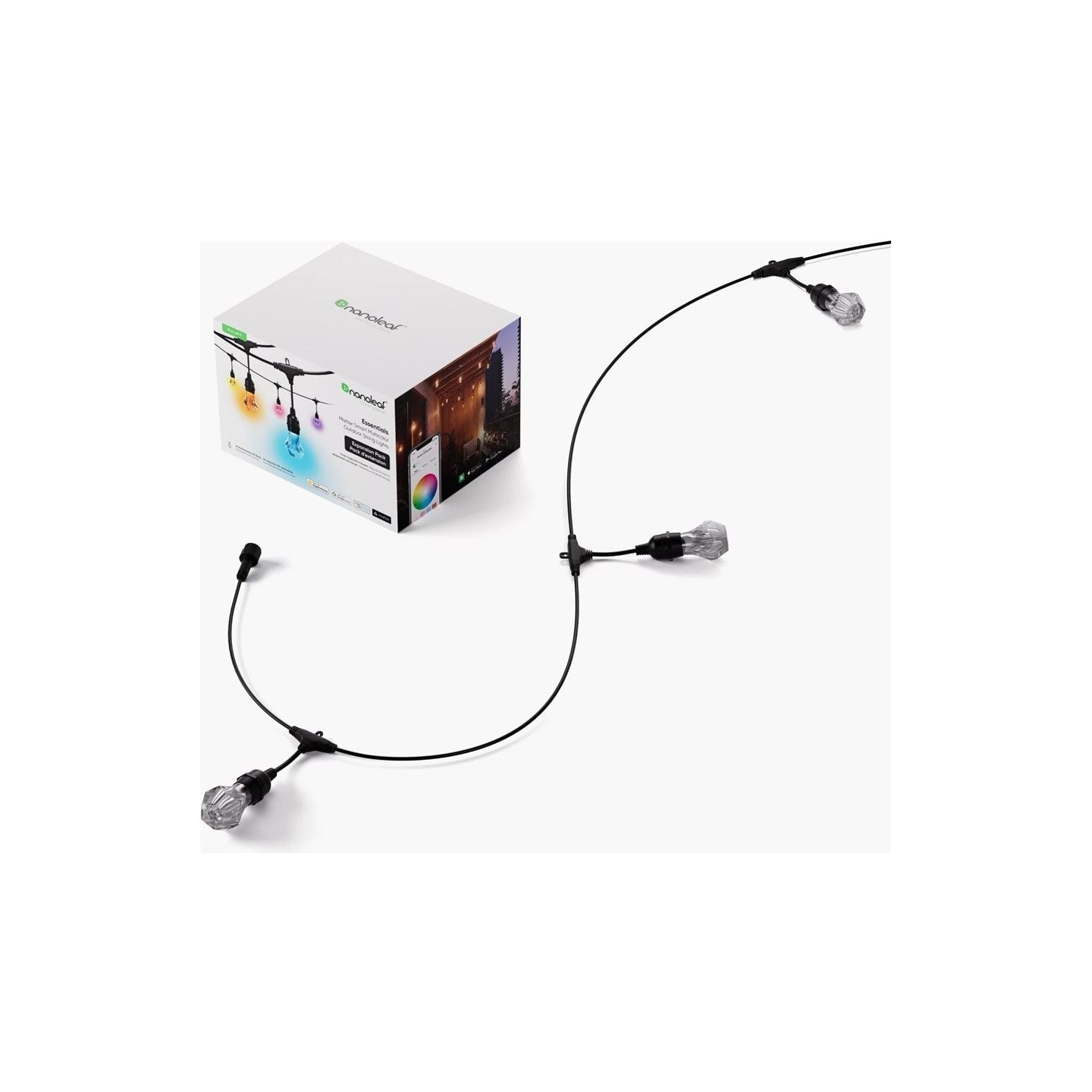 Nanoleaf Essentials Matter Smart Multicolour Outdoor String Lights Expansion 15m | 16M+