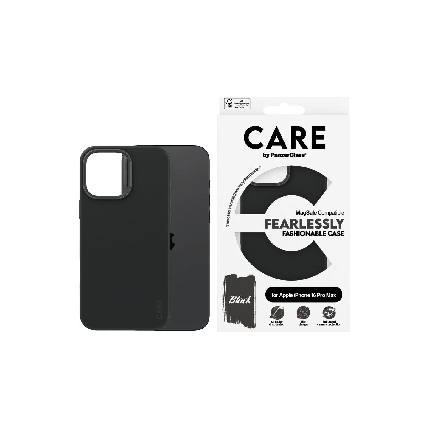 Care Fashionable Case | Back cover | Apple | iPhone 16 Pro Max | Recycled plastic | Black | MagSafe