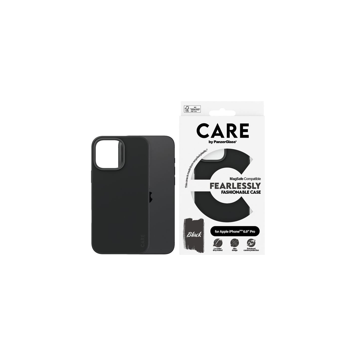 Care Fashionable Case | Back cover | Apple | iPhone 16 Pro Max | Recycled plastic | Black | MagSafe