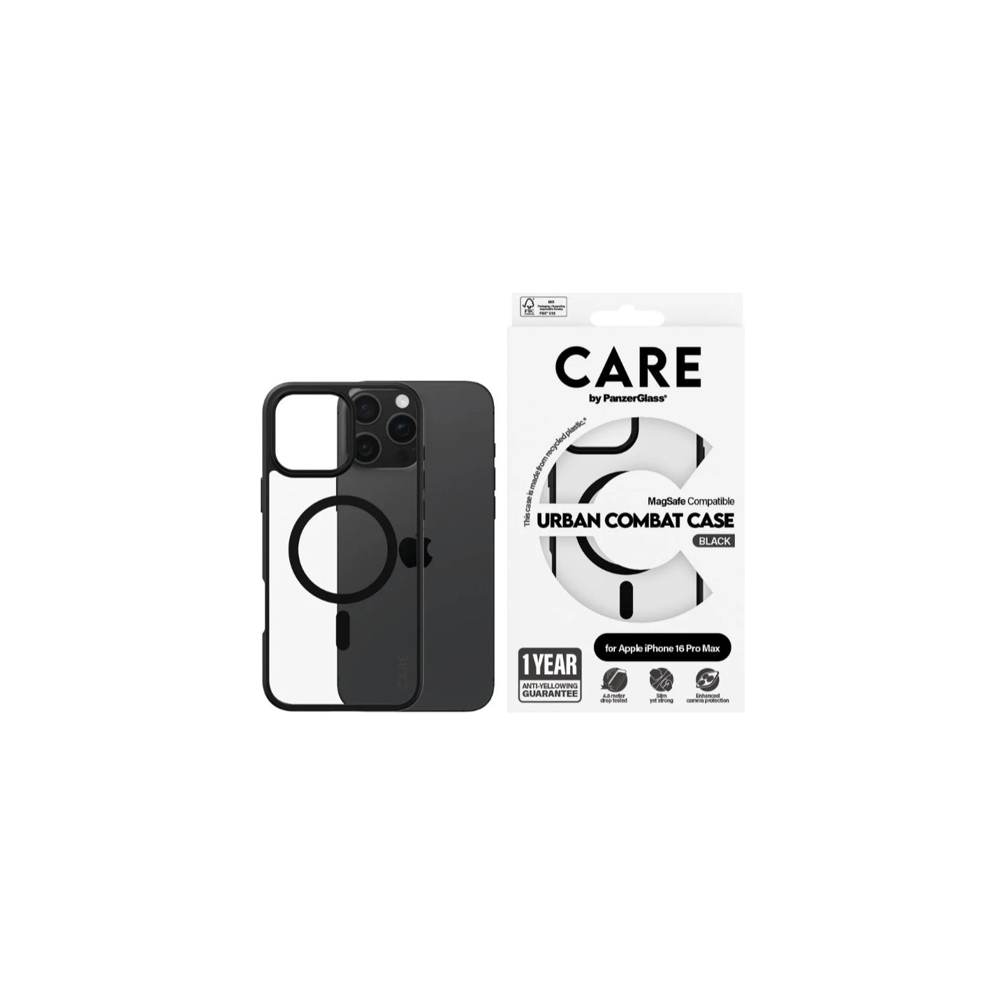 Care Flagship Case | Back cover | Apple | iPhone 16 Pro Max | Recycled plastic | Black | MagSafe