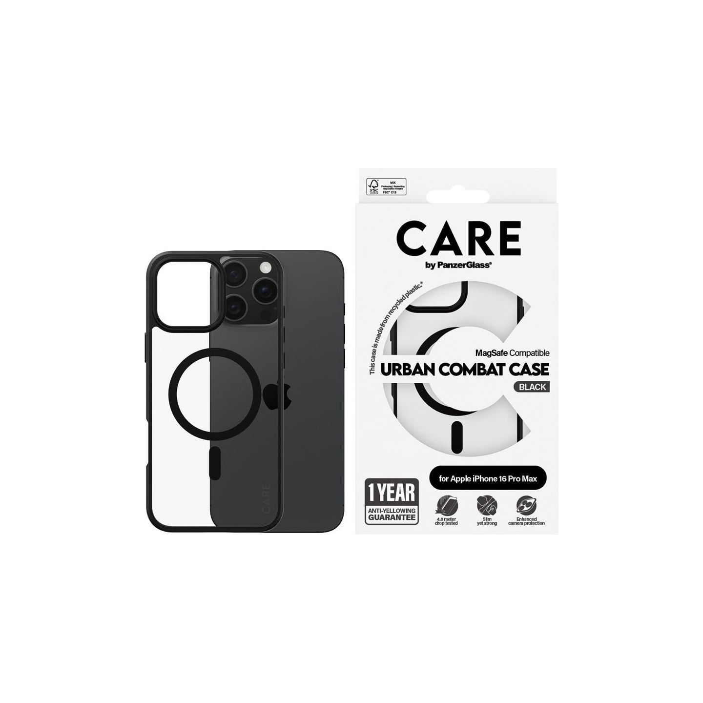 Care Flagship Case | Back cover | Apple | iPhone 16 Pro Max | Recycled plastic | Black | MagSafe