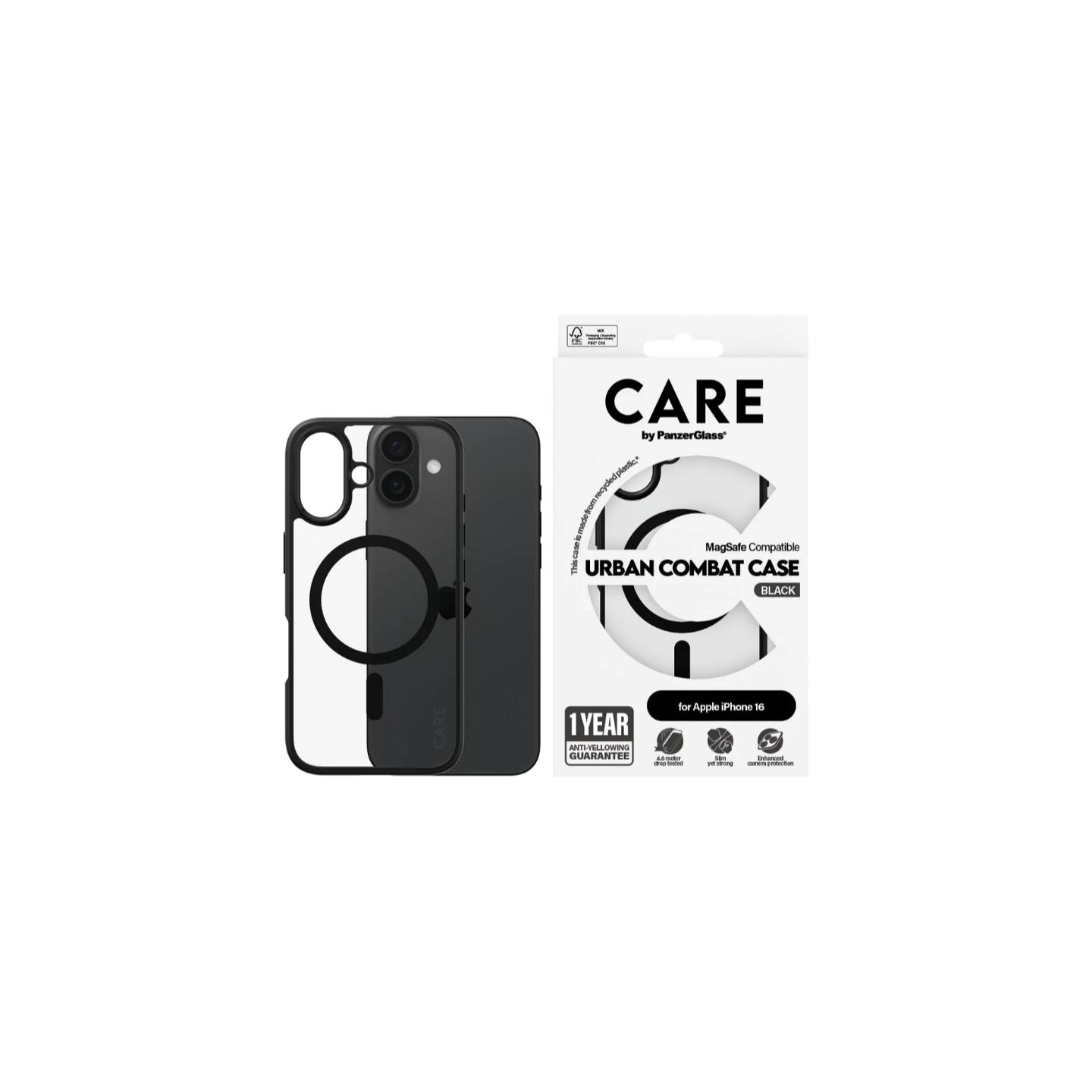 Care Flagship Case | Back cover | Apple | iPhone 16 | Recycled plastic | Black | MagSafe
