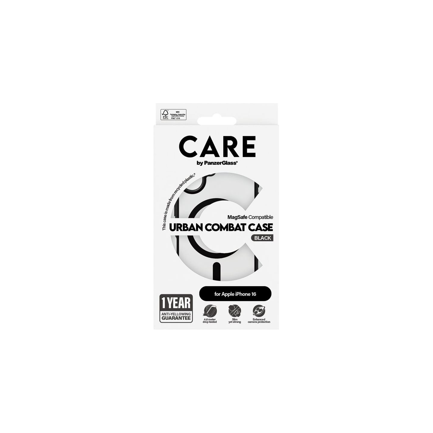 Care Flagship Case | Back cover | Apple | iPhone 16 | Recycled plastic | Black | MagSafe