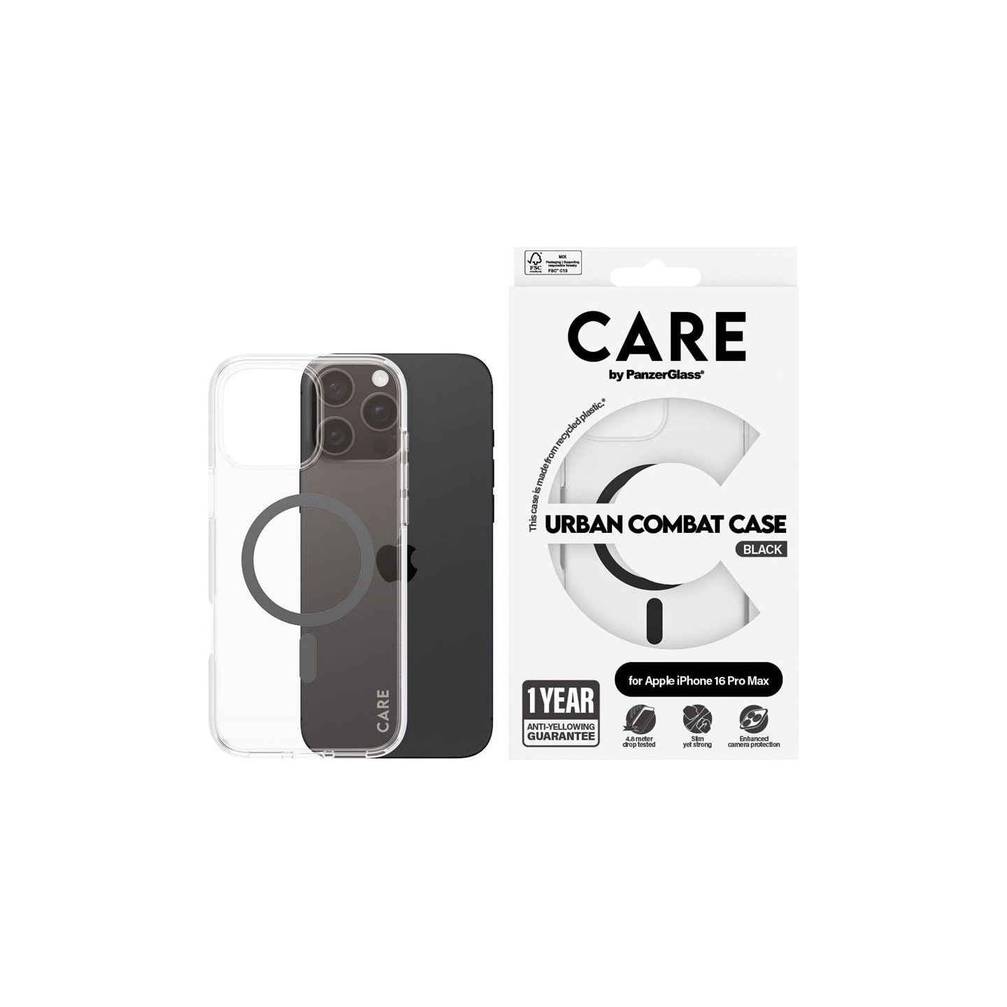 Care Flagship Case | Back cover | Apple | iPhone 16 Pro Max | Recycled plastic | Transparent | MagSafe