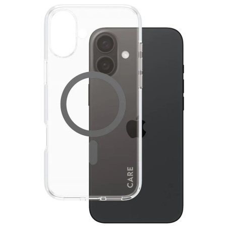 Care by PanzerGlass Case Flagship | Back protection | Apple | iPhone 16 Plus | Recycled plastic | Transparent/Black | MagSafe