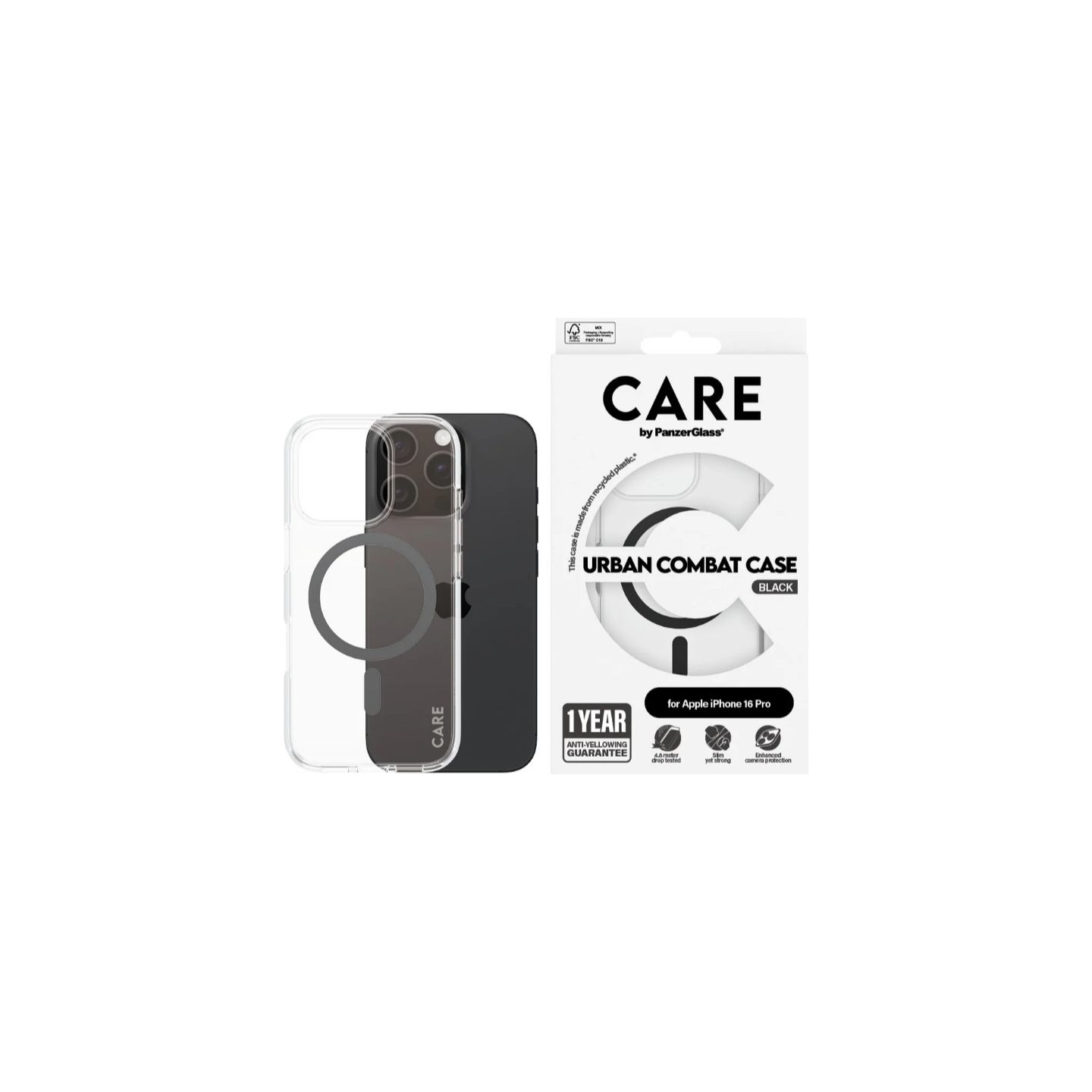 Care Flagship Case | Back cover | Apple | iPhone 16 PRO | Recycled plastic | Black | MagSafe