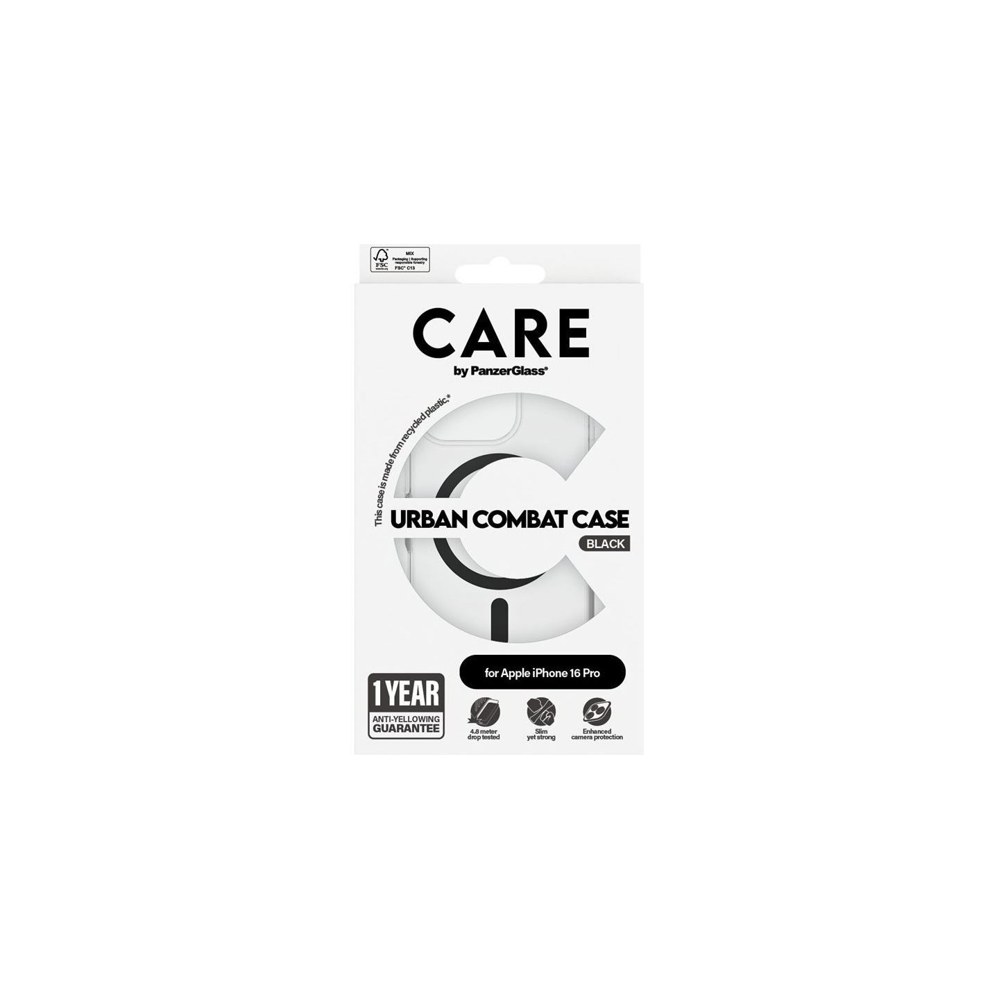 Care Flagship Case | Back cover | Apple | iPhone 16 PRO | Recycled plastic | Black | MagSafe