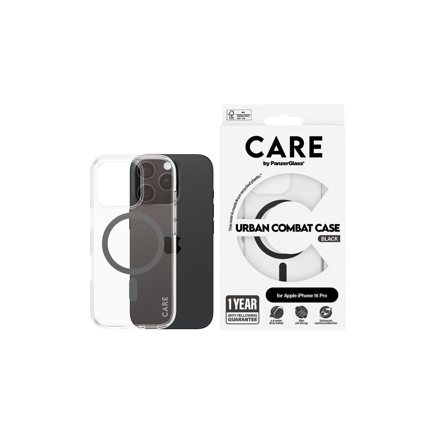 Care Flagship Case | Back cover | Apple | iPhone 16 PRO | Recycled plastic | Black | MagSafe