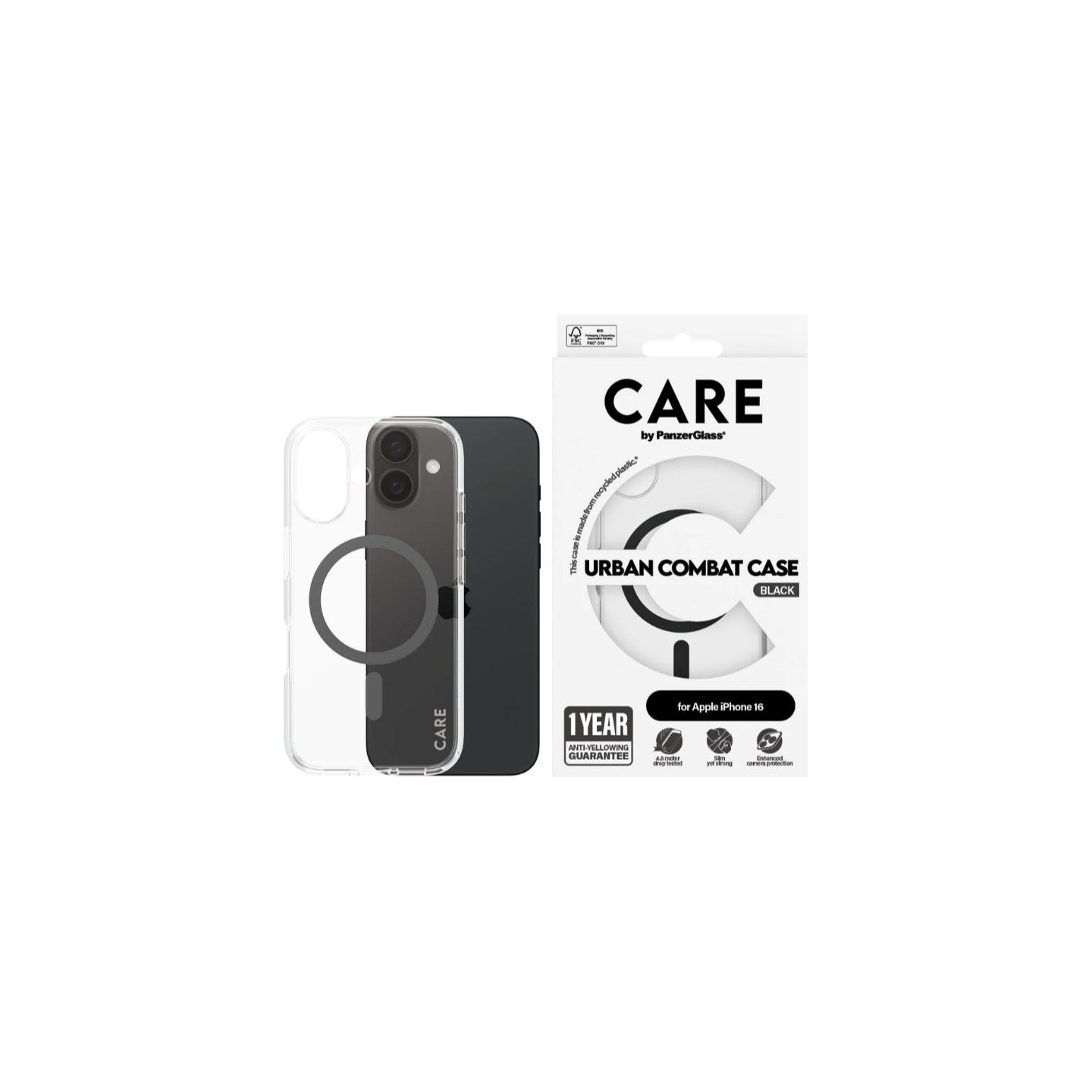 Care Flagship Case | Back cover | Apple | iPhone 16 | Recycled plastic | Black | MagSafe