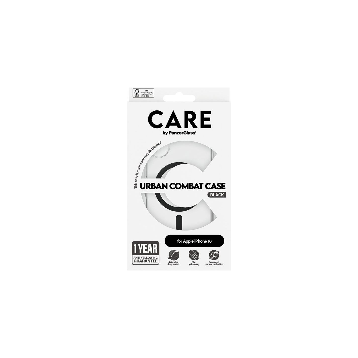 Care Flagship Case | Back cover | Apple | iPhone 16 | Recycled plastic | Black | MagSafe