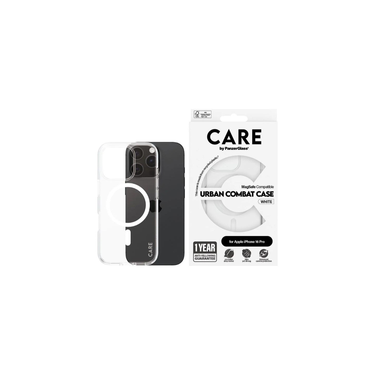 Care Flagship Case | Back cover | Apple | iPhone 16 PRO | Recycled plastic | White | MagSafe
