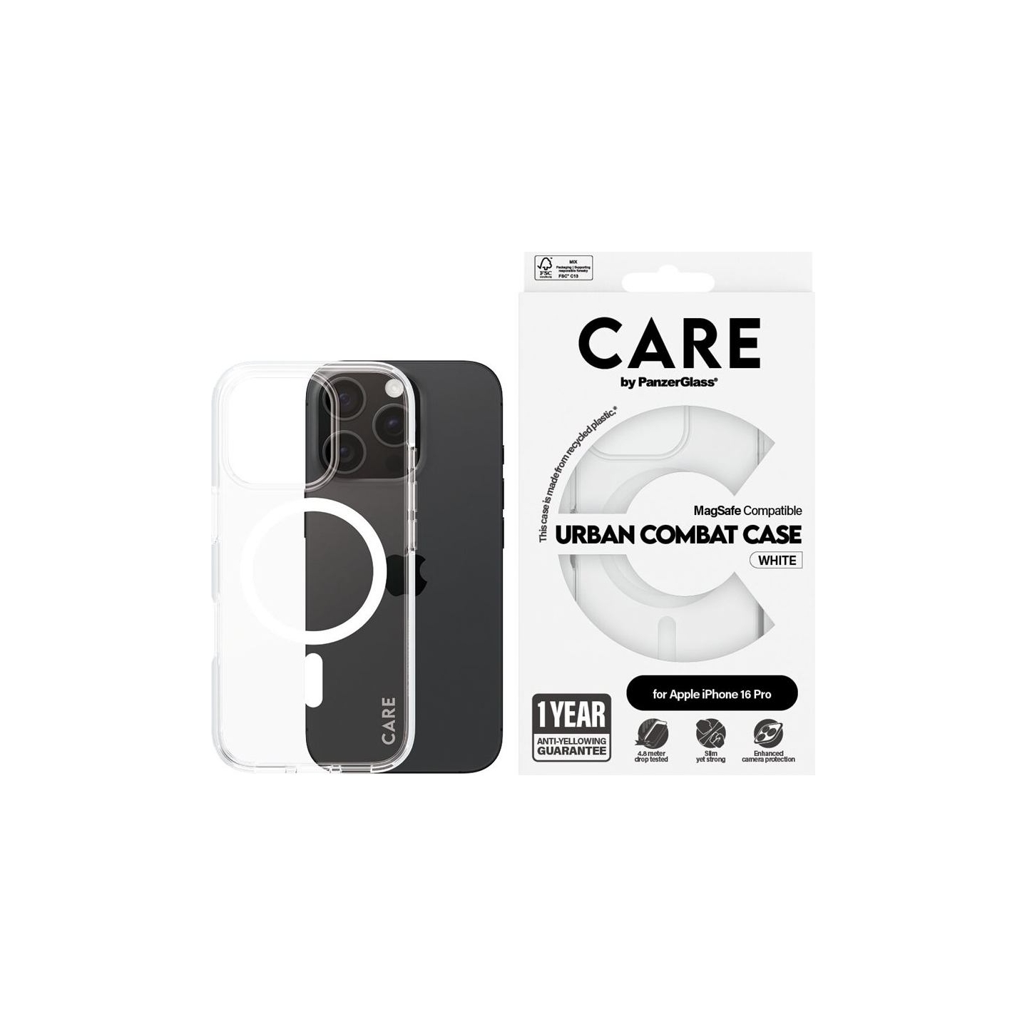 Care Flagship Case | Back cover | Apple | iPhone 16 PRO | Recycled plastic | White | MagSafe