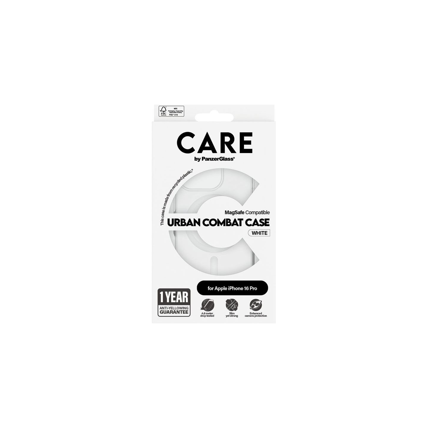 Care Flagship Case | Back cover | Apple | iPhone 16 PRO | Recycled plastic | White | MagSafe
