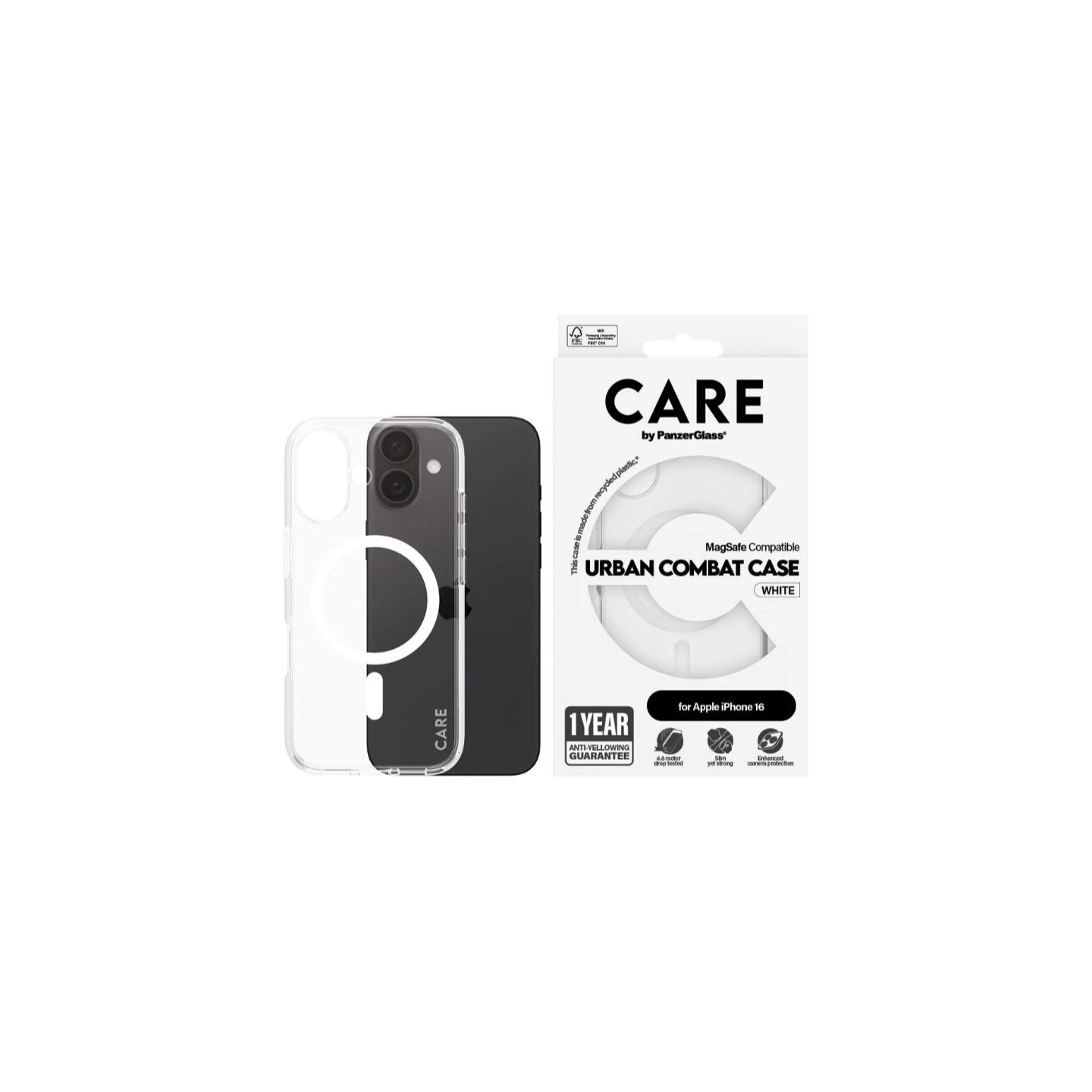 Care Flagship Case | Back cover | Apple | iPhone 16 | Recycled plastic | White | MagSafe