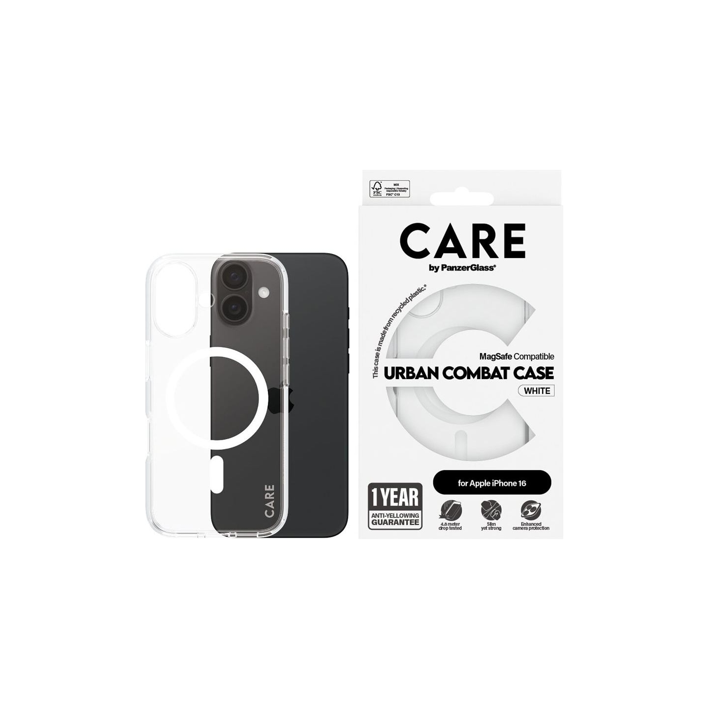 Care Flagship Case | Back cover | Apple | iPhone 16 | Recycled plastic | White | MagSafe
