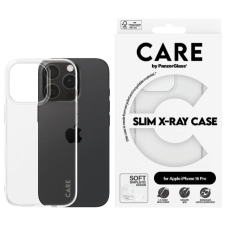 Care Fashionable Case | Back cover | Apple | iPhone 16 PRO | Recycled plastic | Transparent | X-Ray Soft Basic