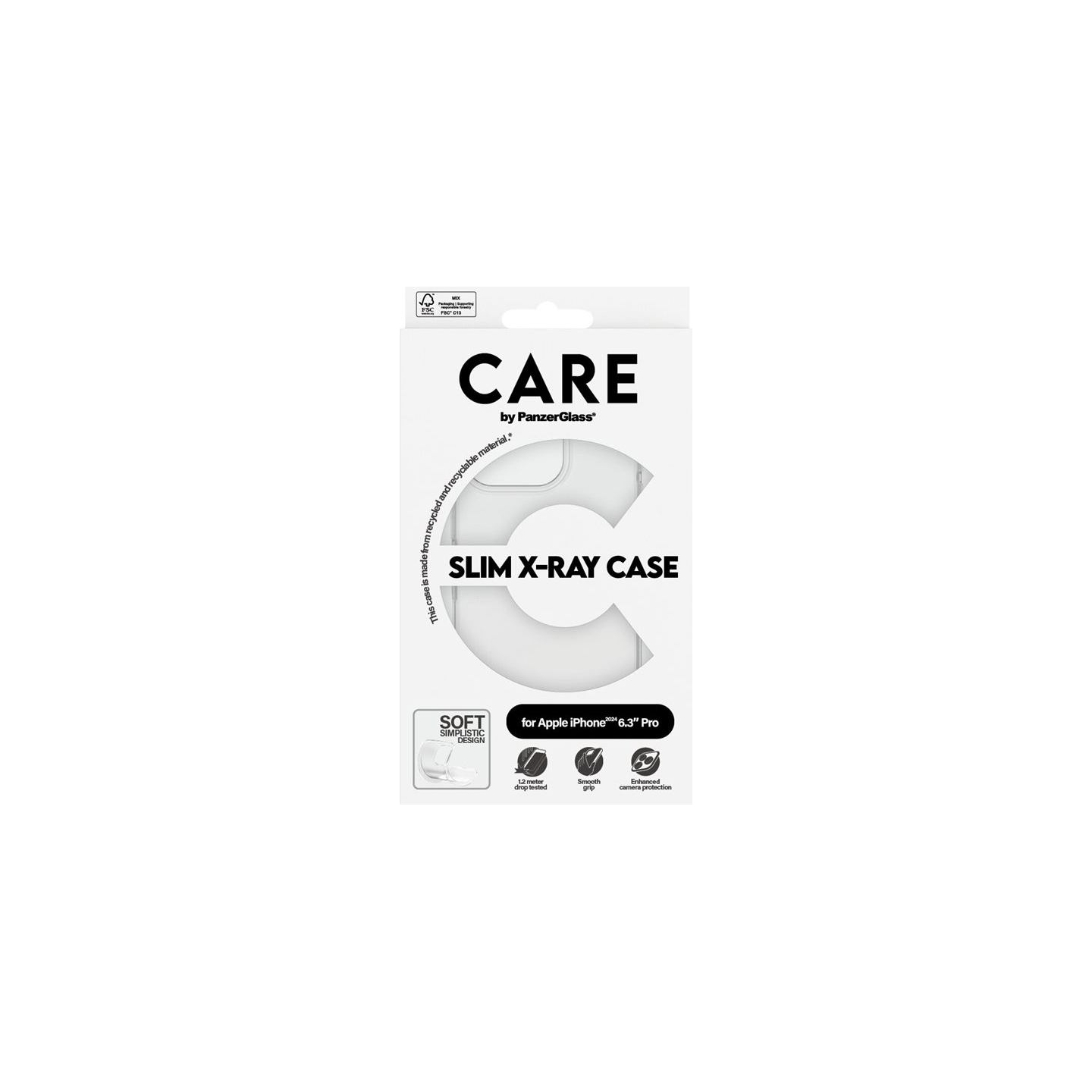 Care Fashionable Case | Back cover | Apple | iPhone 16 PRO | Recycled plastic | Transparent | X-Ray Soft Basic