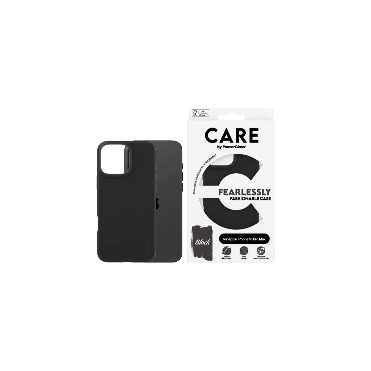 Care Fashionable Case | Back cover | Apple | iPhone 16 Pro Max | Recycled plastic | Black