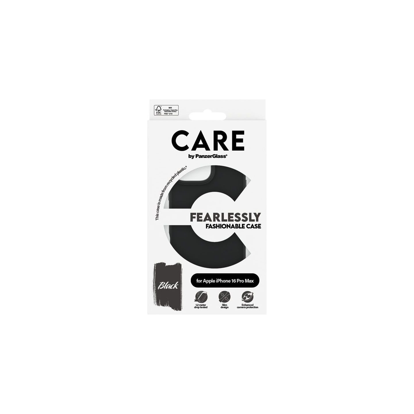 Care Fashionable Case | Back cover | Apple | iPhone 16 Pro Max | Recycled plastic | Black