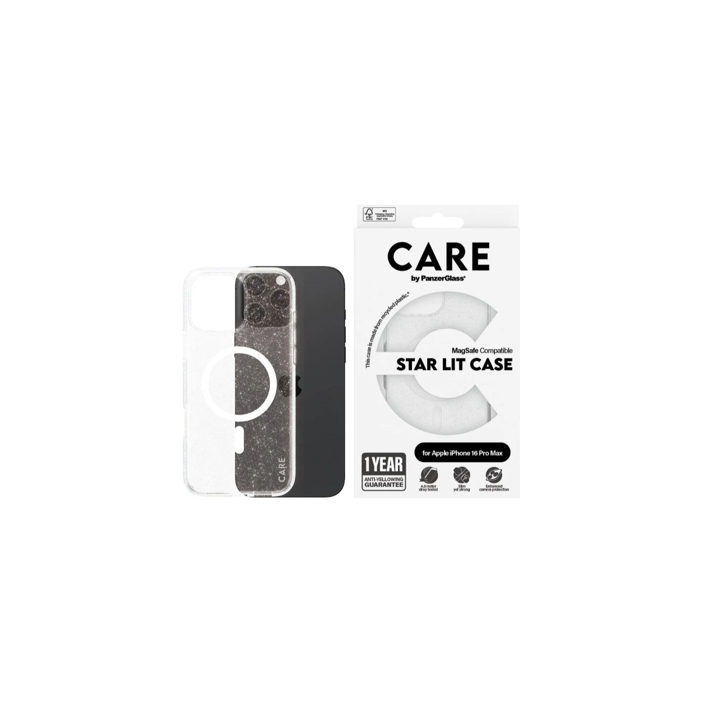 Care Flagship Case | Back cover | Apple | iPhone 16 Pro Max | Recycled plastic | White | Urban Combat Star Lit with MagSafe
