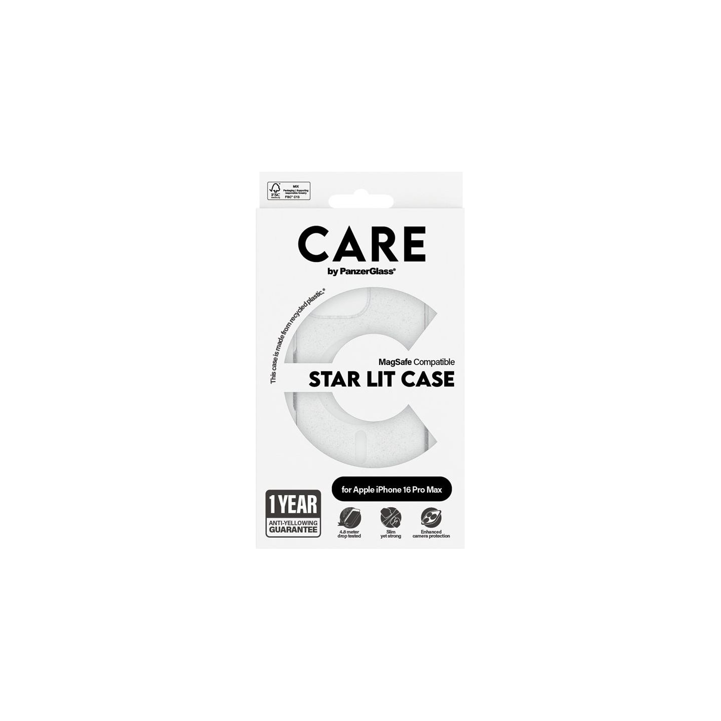 Care Flagship Case | Back cover | Apple | iPhone 16 Pro Max | Recycled plastic | White | Urban Combat Star Lit with MagSafe