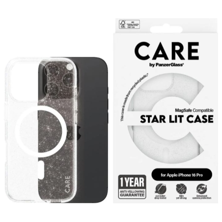 Care Flagship Case | Back cover | Apple | iPhone 16 Pro | Recycled plastic | White | Urban Combat Star Lit with MagSafe