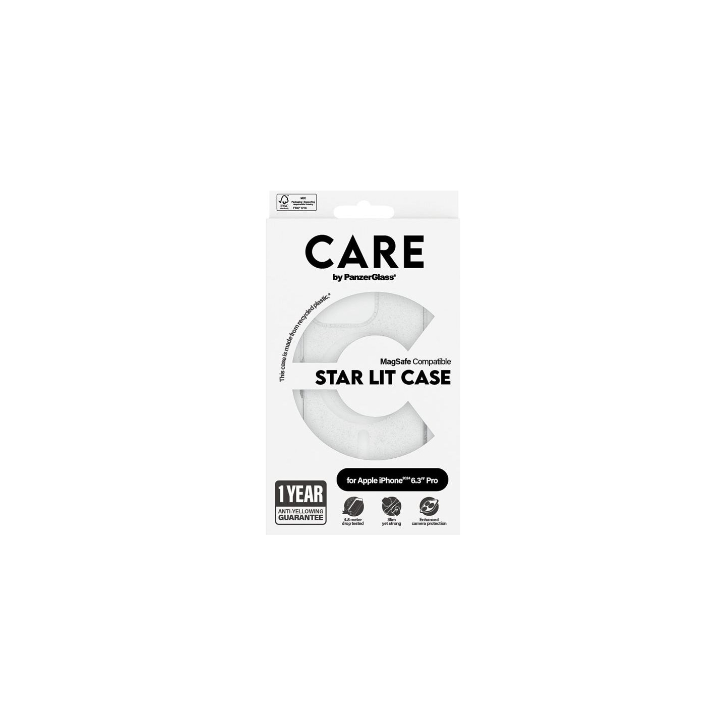 Care Flagship Case | Back cover | Apple | iPhone 16 Pro | Recycled plastic | White | Urban Combat Star Lit with MagSafe