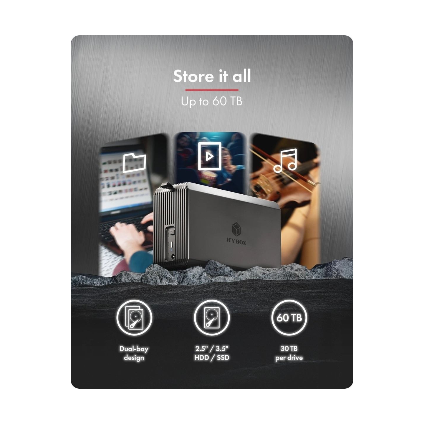Raidsonic | RAID-System Dual bay, HDD/SSD USB 3.2 (Gen 2) with fan | IB-RD3720-CU3