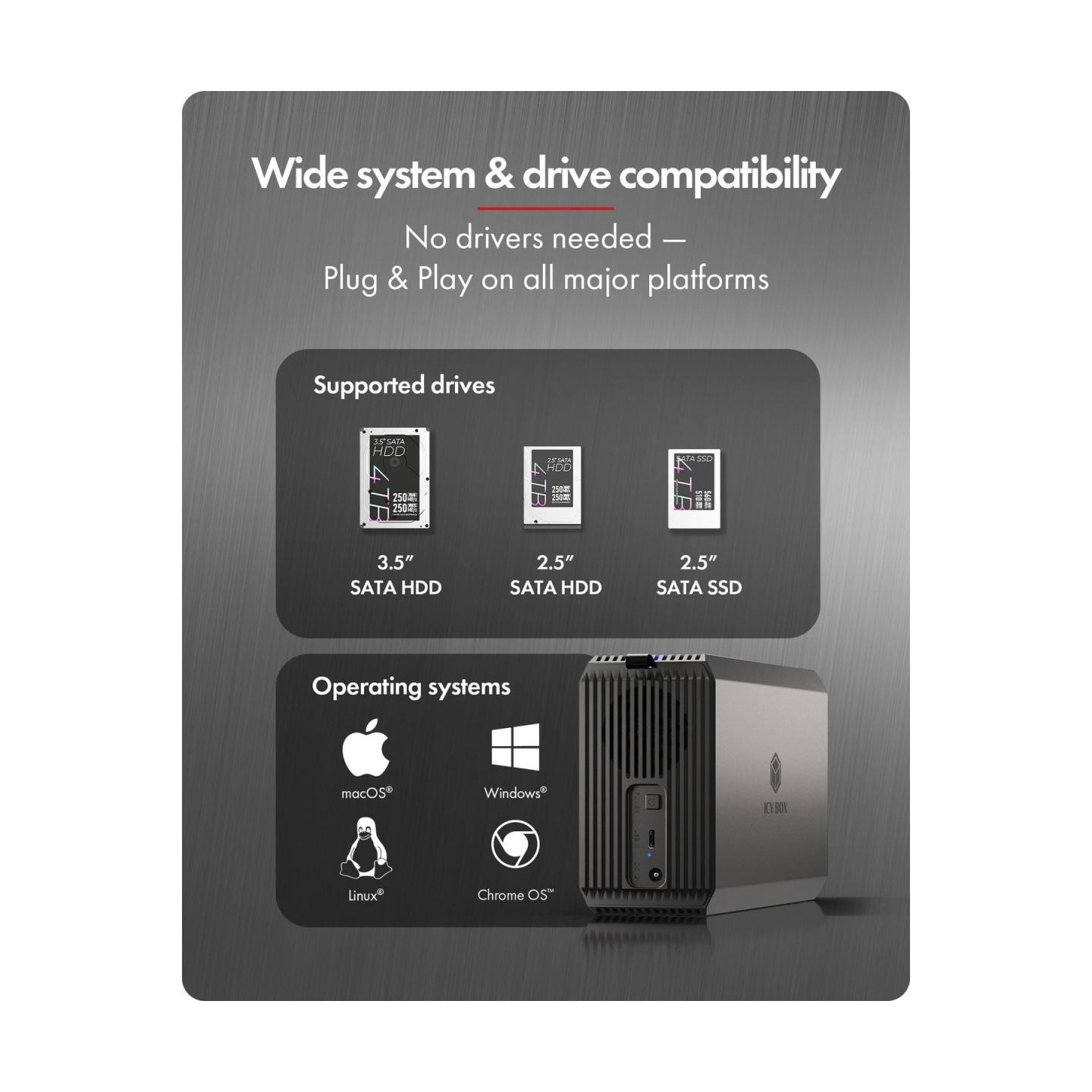 Raidsonic | RAID-System Dual bay, HDD/SSD USB 3.2 (Gen 2) with fan | IB-RD3720-CU3