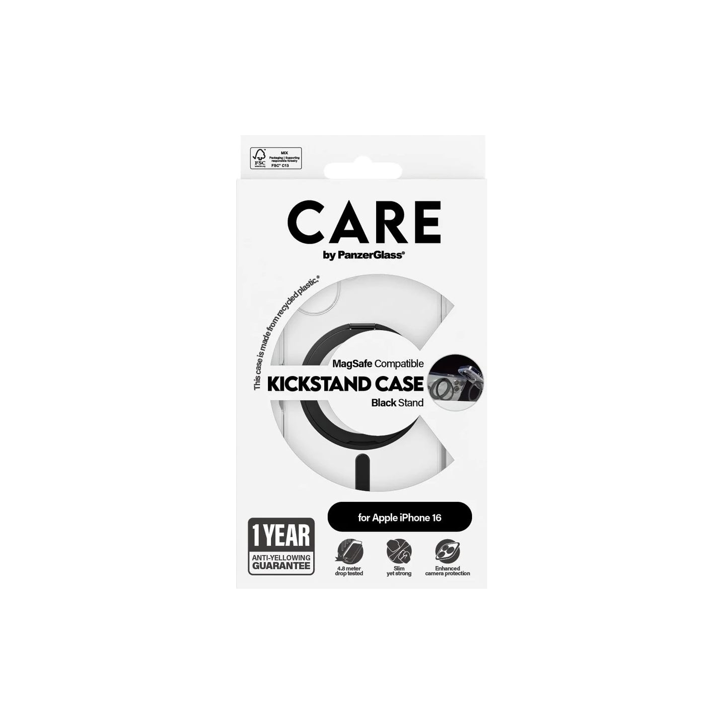 Care Feature Case | Back cover | Apple | iPhone 16 | Recycled plastic | Transparent | MagSafe
