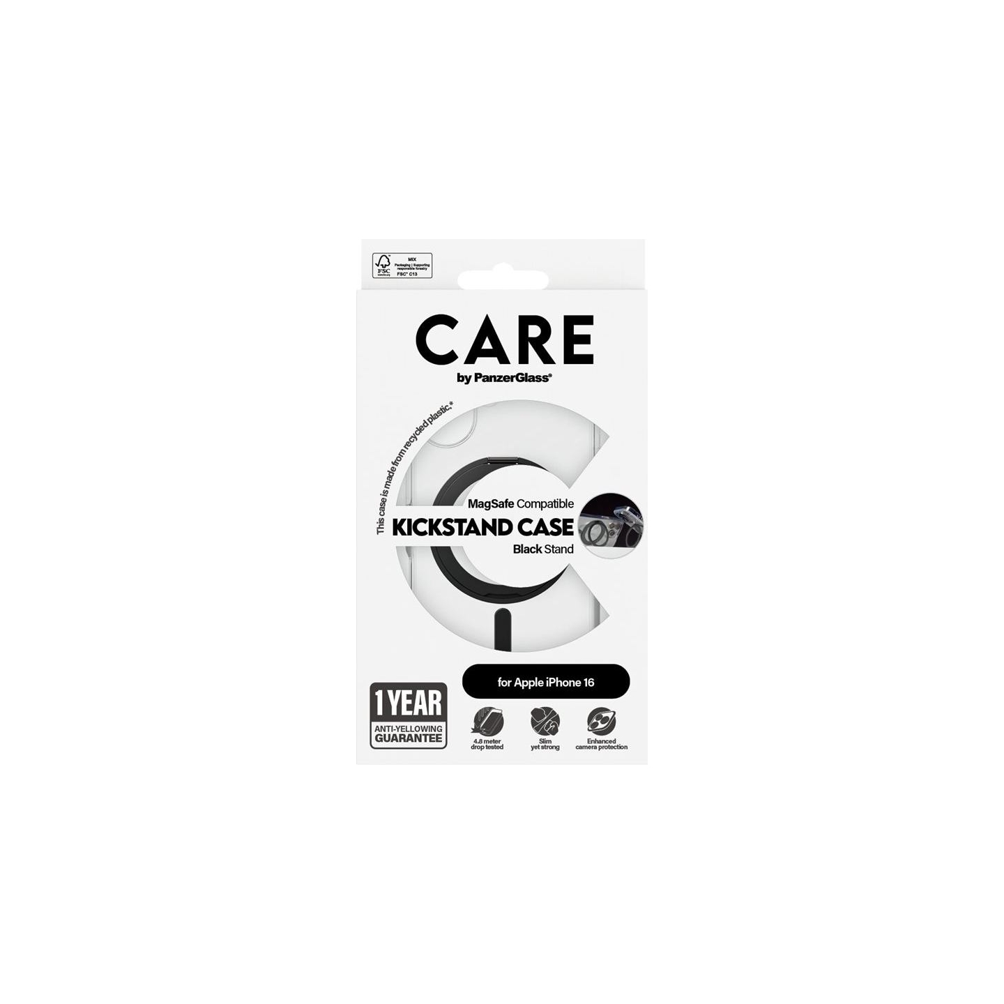 Care Feature Case | Back cover | Apple | iPhone 16 | Recycled plastic | Transparent | MagSafe