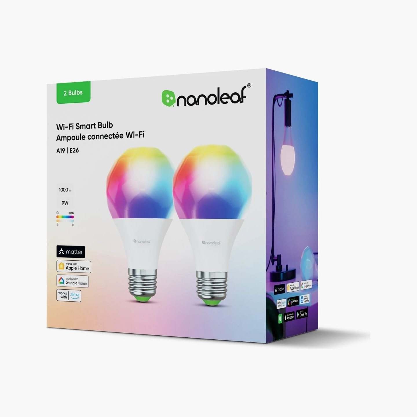 Nanoleaf Essentials Smart A60 Bulb Matter WiFi 900Lm 2700-6500K, 2pcs pack | E27 | 9 W | RGBCW