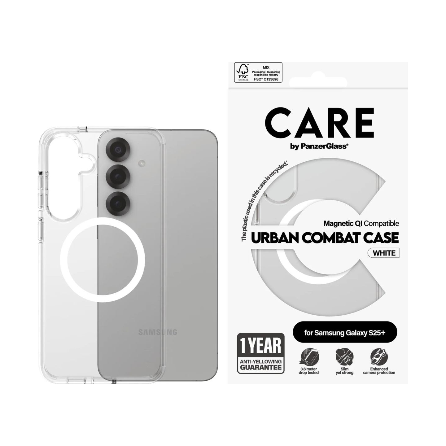 Care Back protection | Samsung | Galaxy S25+ | Recycled plastic | White
