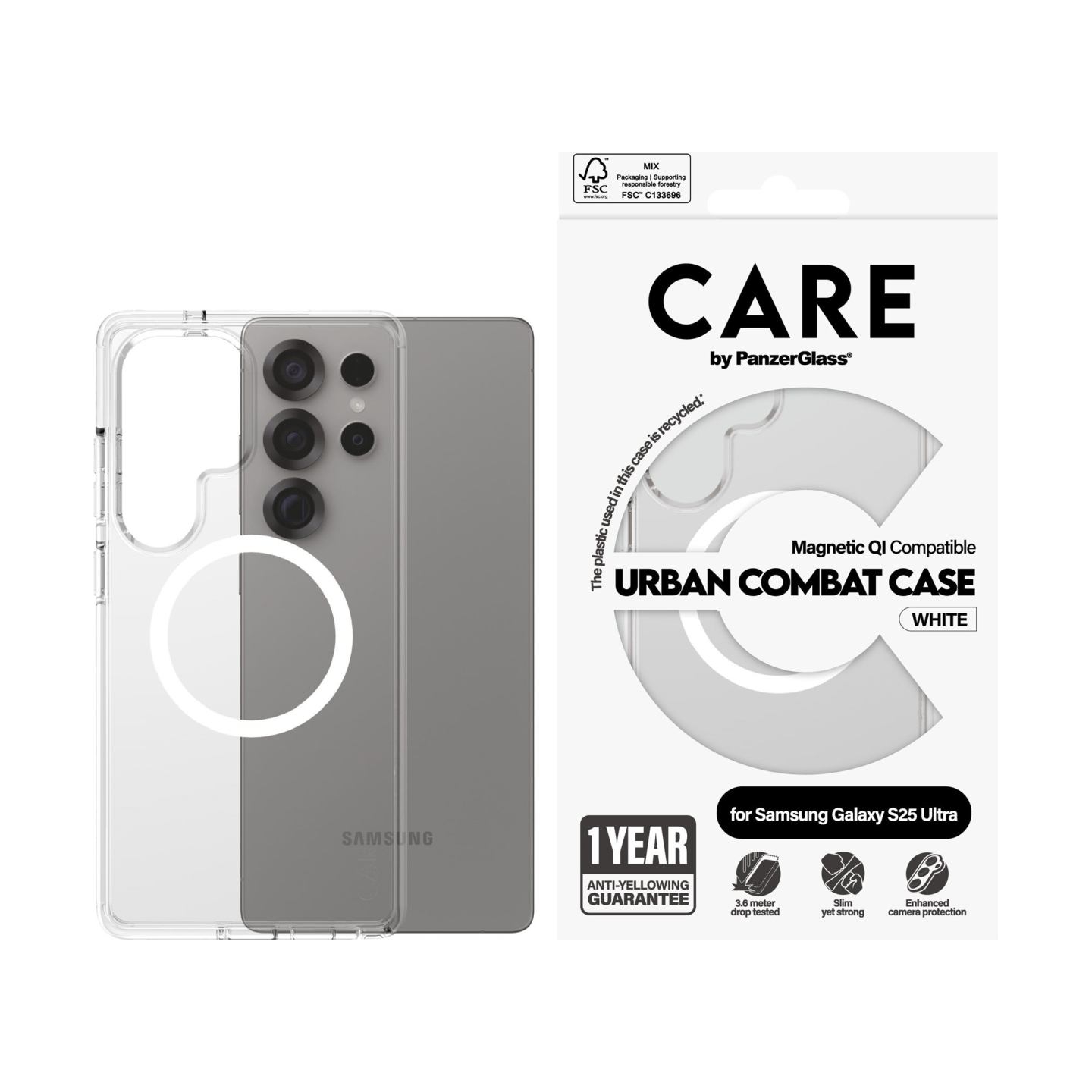 Care Back protection | Samsung | Galaxy S25 Ultra | Recycled plastic | White
