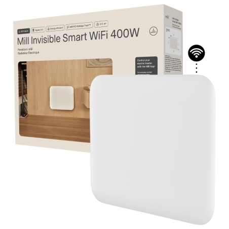 Mill Invisible Smart WiFi Heater | PA400WIFI4 | Panel Heater | 400 W | Suitable for rooms up to 4-6 m² | White | IPX4