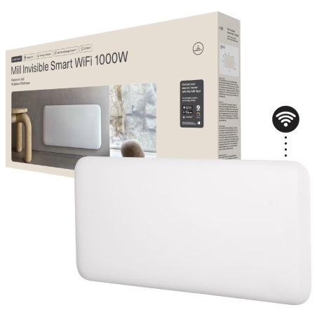Mill Invisible Smart WiFi Heater | PA1000WIFI4 | Panel Heater | 1000 W | Suitable for rooms up to 12-16 m² | White | IPX4