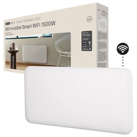 Mill Invisible Smart WiFi Heater | PA1500WIFI4 | Panel Heater | 1500 W | Suitable for rooms up to 18-22 m² | White | IPX4