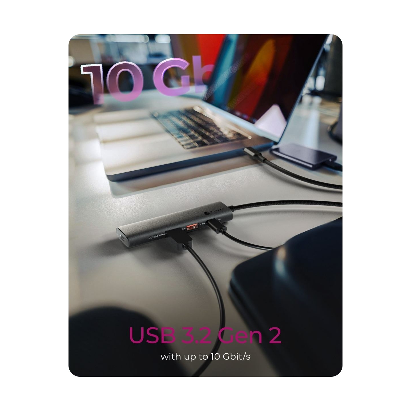 Raidsonic | 4-Port USB 3.2 Gen 2 Hub with Power Delivery | IB-HUB1437-CPD