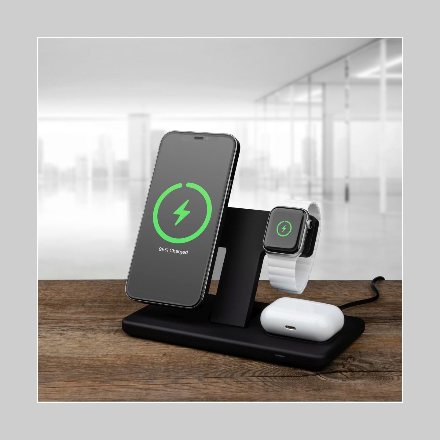 Fixed | MagPowerstation 3-in-1 wireless charging stand with MagSafe mount support | FIXMPOS-BK | Black