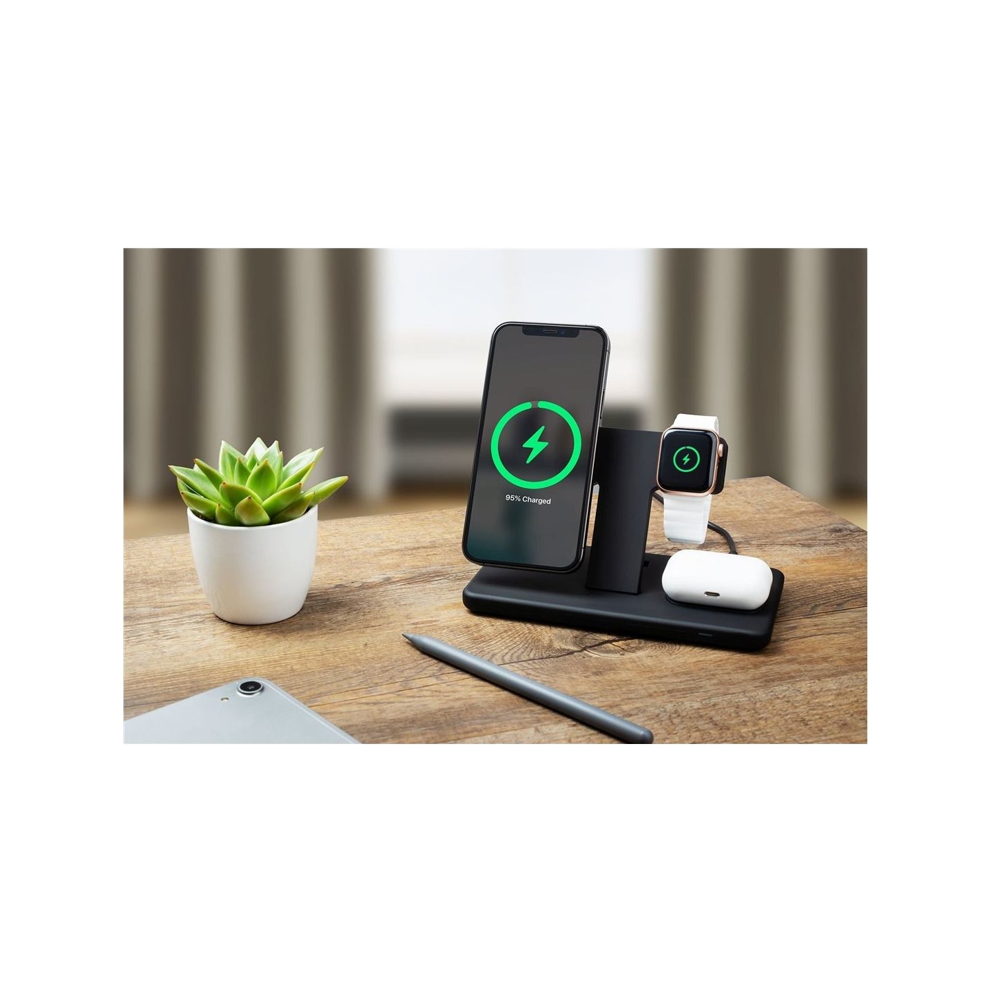 Fixed | MagPowerstation 3-in-1 wireless charging stand with MagSafe mount support | FIXMPOS-BK | Black