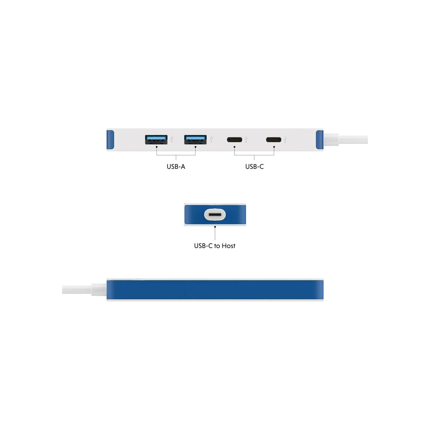 Hyper HyperDrive Flex 4 Port USB-C Combo Hub, White/Blue | HD5200BUGL