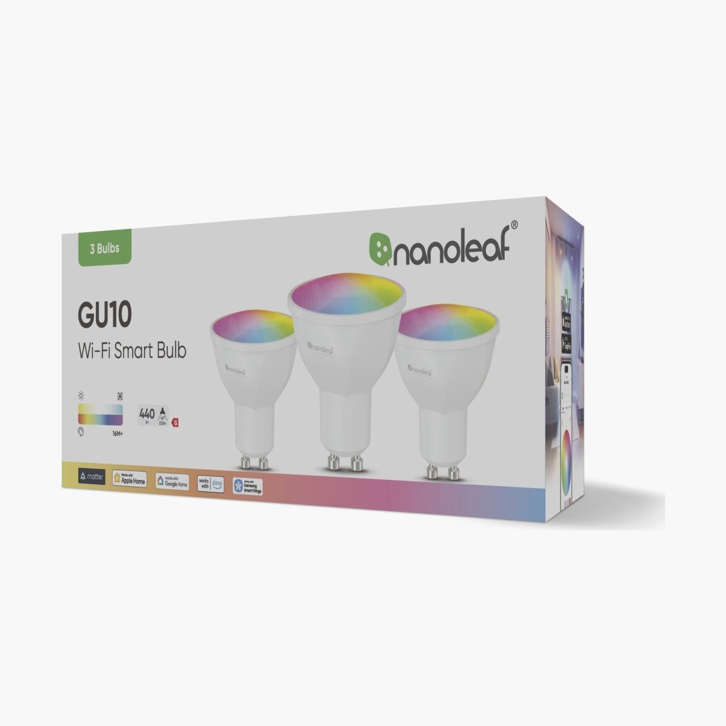 Nanoleaf Essentials Matter Wi-Fi Smart Bulb, 3pcs | GU10 | RGBCW
