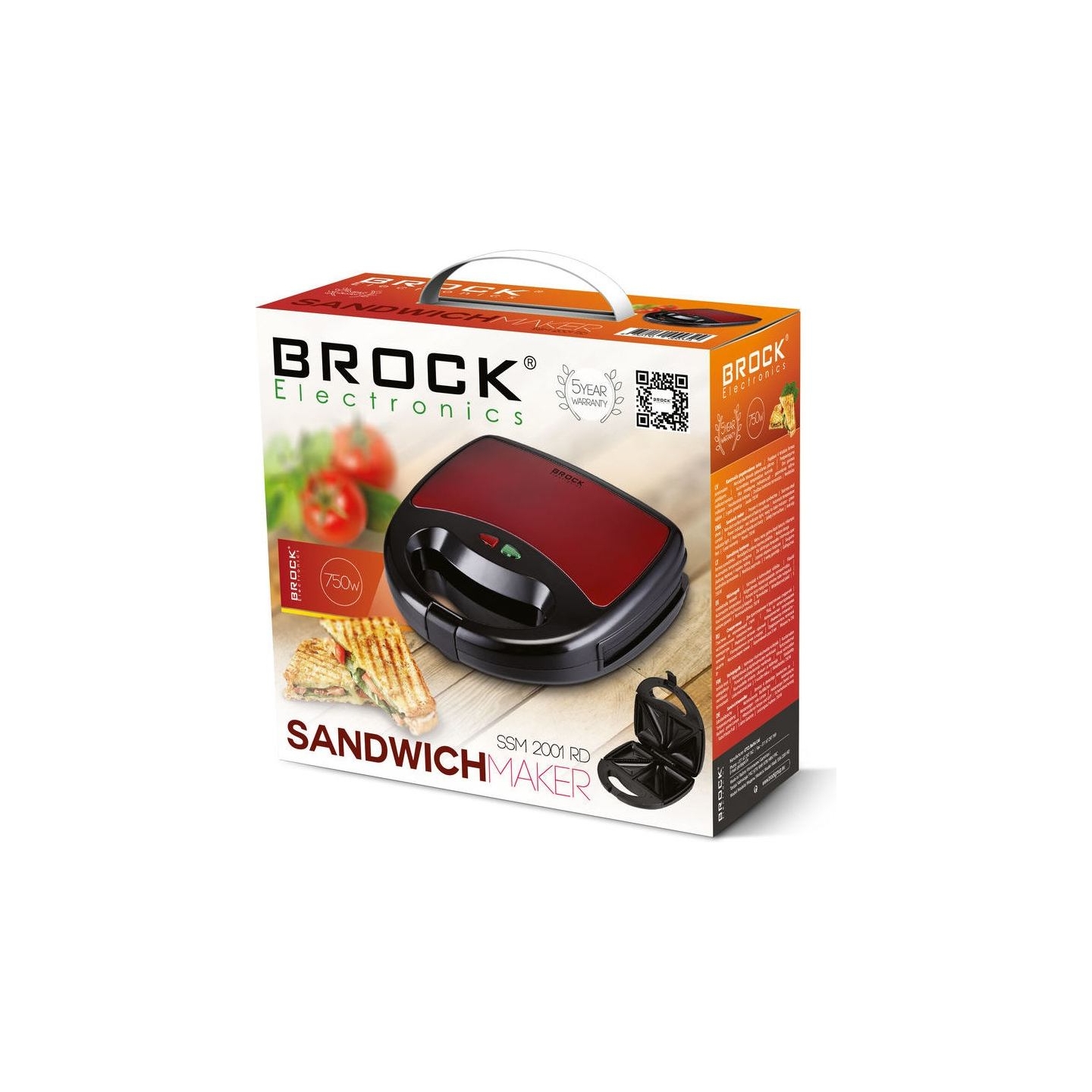 Brock SSM 2001 RD Sandwich Toaster 750W,Red