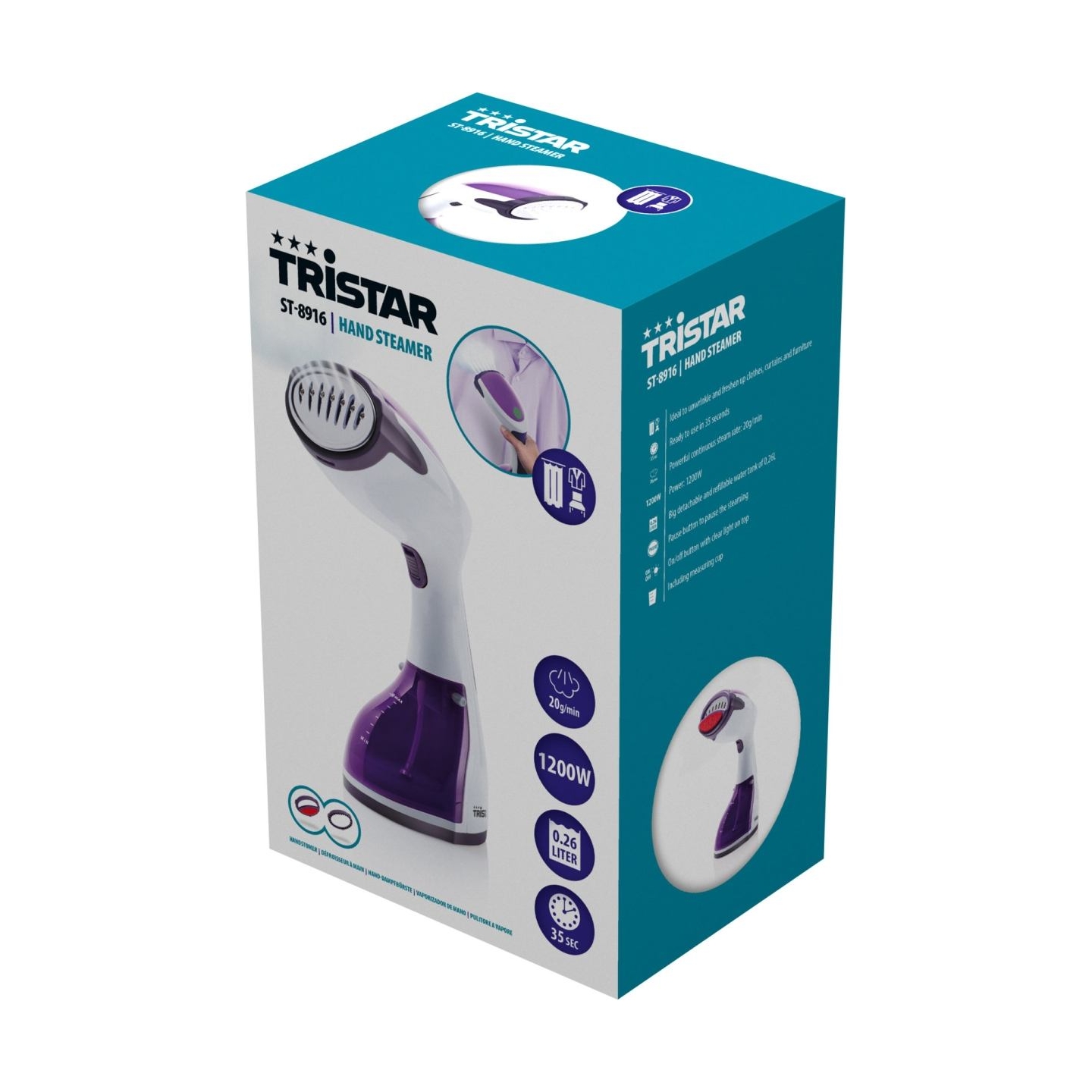 Tristar | Garment Steamer | ST-8916 | Handheld | 1200 W | 0.26 L | 20 g/min | Purple
